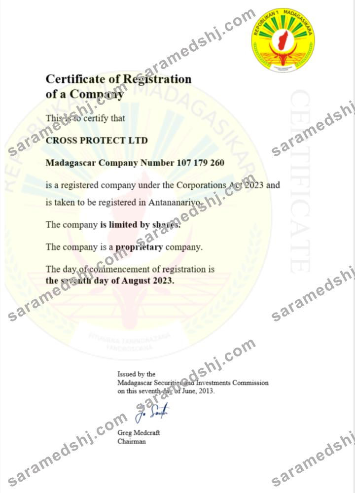 Madagascar business registration certificate Word and PDF template